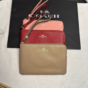 Coach Women's Wristlet Trio - Coral, Crimson, Beige
